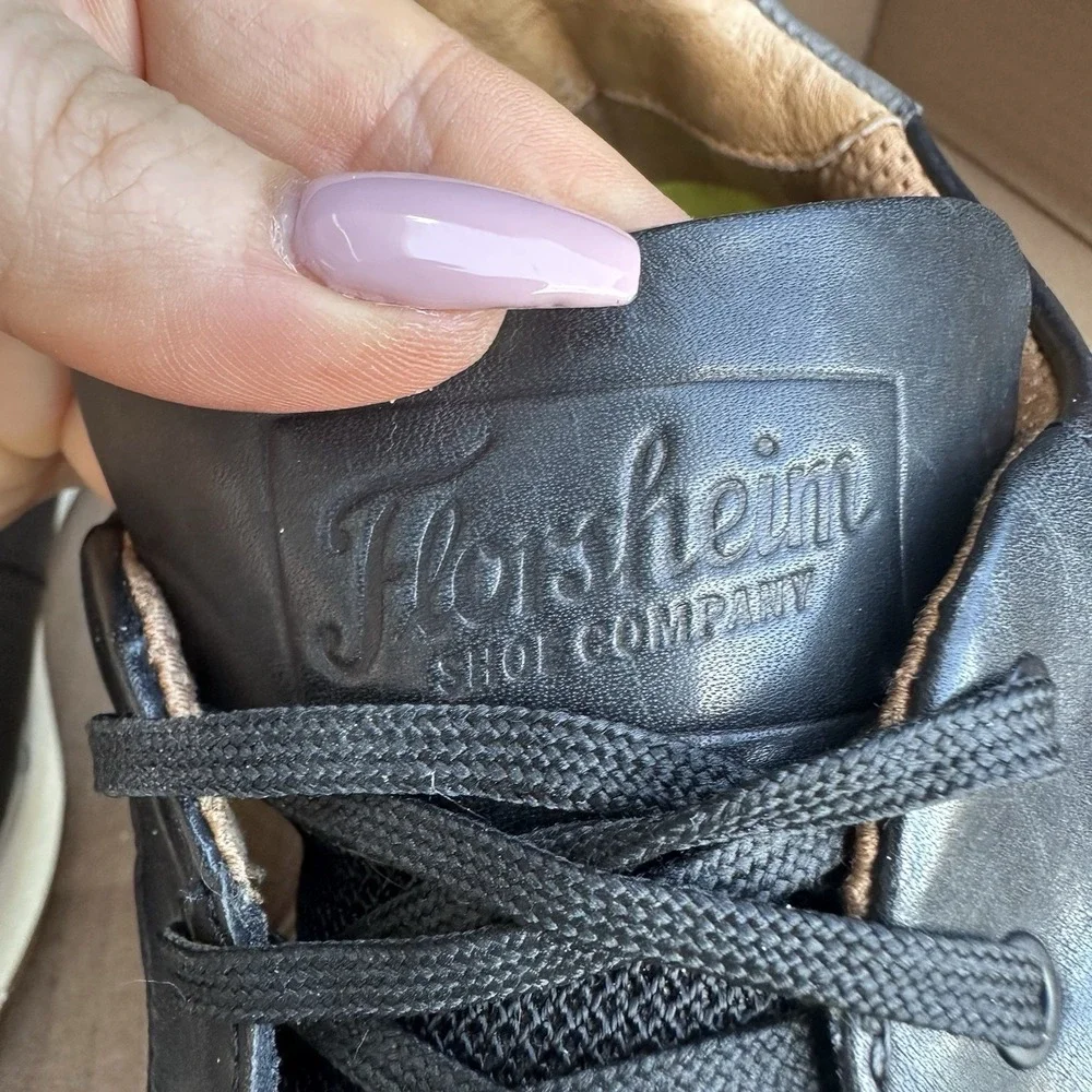 Florsheim Leather Crossover Lace To Toe Black Oxford Sneaker Men's Size 10.5W